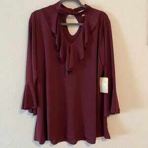 Misia Ruffled V Neck Long Blouse